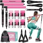 RENRANRING Pilates Bar Kit with Resistance Bands, Multifunctional Yoga Pilates Bar with Heavy-Duty Metal Adjustment Buckle for Women & Men, Home