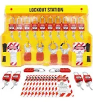 TRADESAFE Lockout Tagout Station with Loto Devices (14 Pack)