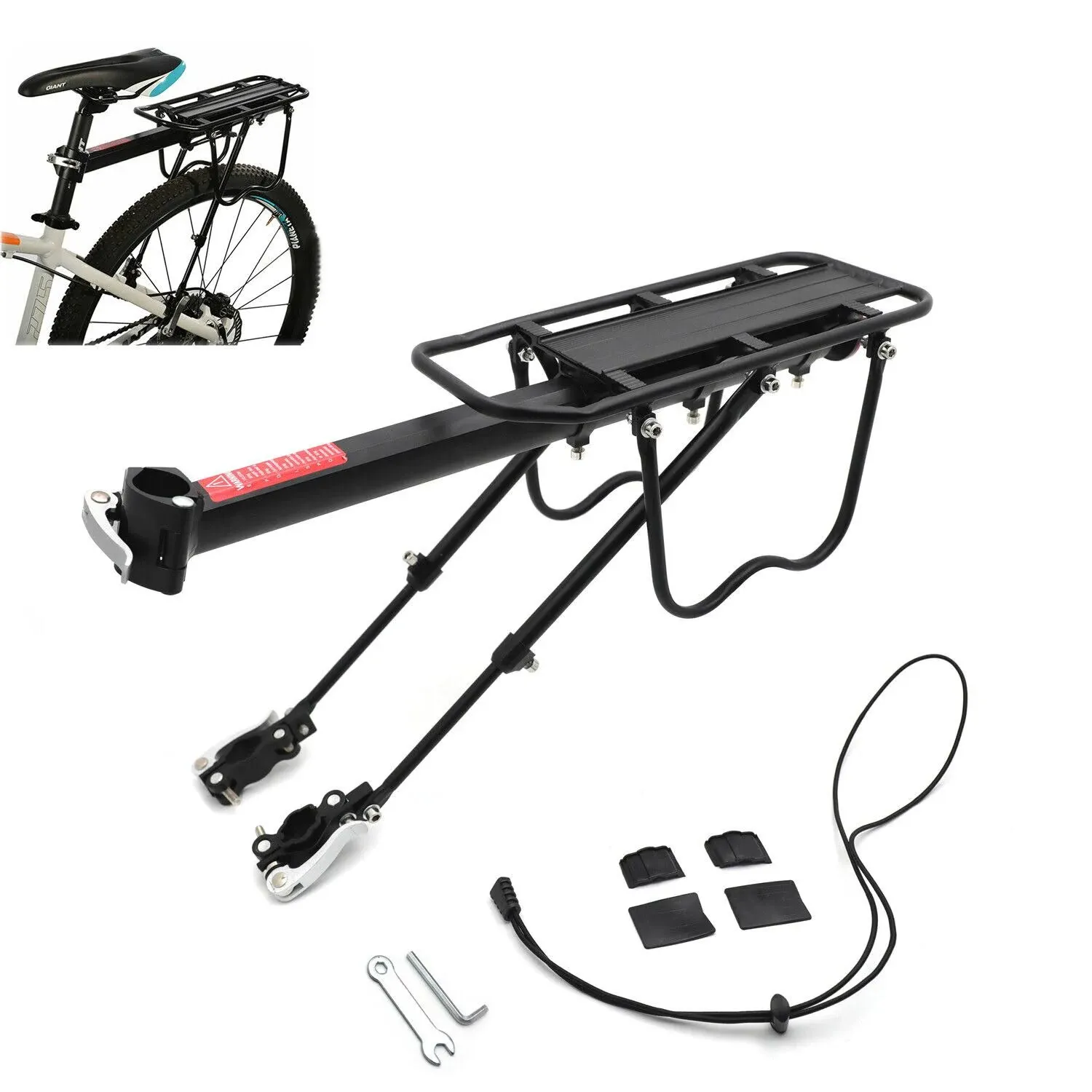 Httmt- Bicycle Rear Rack Fender Luggage Rack Seat w/Metal Adjustable Side Wing P ...