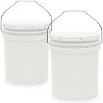 5-Gallon White Bucket Pail Container with Lid | Food Grade | Heavy-Duty 90MIL Extra Durable | Metal Handles with Plastic Grip for Easy Carrying | Multi-Use | Easy Stack and Store | BPA Free - 1 Pack