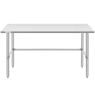 Hally Open Base Stainless Steel Table 24 x 60 Inches, NSF Commercial Heavy Duty Prep & Work Table with Galvanized Legs for Restaurant, Home and Hotel