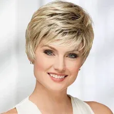 Paula Young Casey WhisperLite Wig Short, Ultra-Chic Pixie Wig with Neat, Straight Layers/Multi-tonal Shades of Blonde, Silver, Brown, and Red