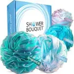 Shower Bouquet Loofah Bath-Sponge Swirl-Set-XL-75g Extra-Large Mesh Pouf Luffa Loofa Loufa Puff Scrubber