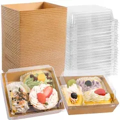 50Pack Charcuterie Boxes with Clear Lids,Square Paper Charcuterie Box,Disposable Food Containers Bakery Boxes,5Inch Oil-Proof Dessert Boxes