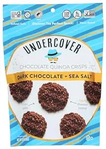 4465017-UNDERCOVER CHOCOLATE CO Dark Chocolate & Sea Salt Quinoa Crisps, 3 OZ (Pack of 12)