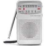 AM FM Portable Pocket Radio, Compact Transistor Radios - Best Silver 