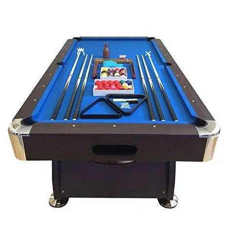 8' Feet Billiard Pool Table Vintage Blue 8FT with Automatic Ball Return System Snooker Full Set Accessories Game