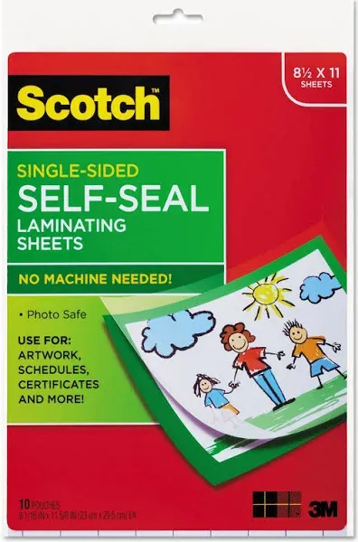 MotivationUSA Scotch LS854SS10 Self-Sealing Laminating Sheets, 6.0 mil, 8 1/2 x 11, 10/Pack