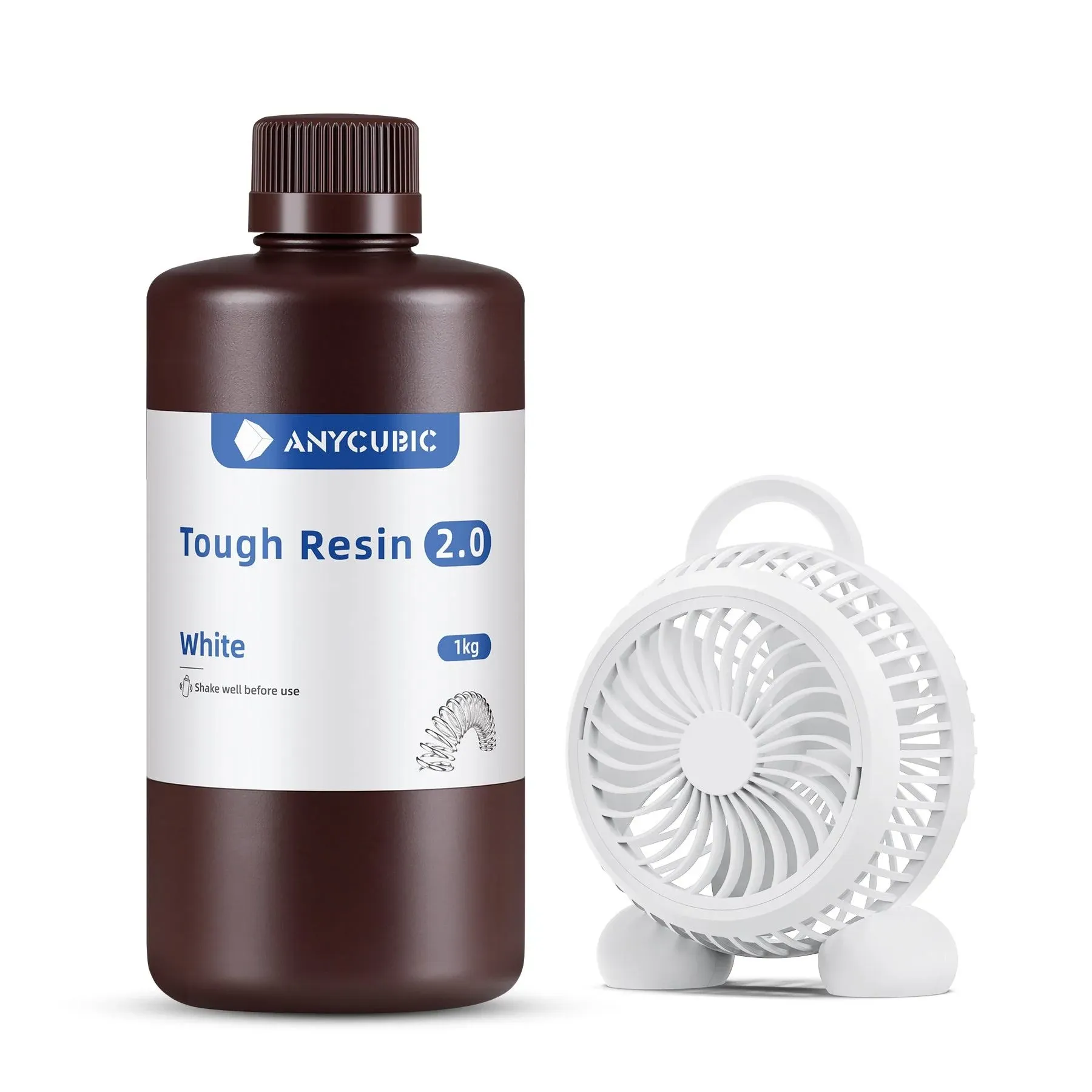 ANYCUBIC Ultra Tough Resin, 3D Printer Resin with Strong Impact Resistance and High Flexibility, Suitable for Direct Use or as an Additive, Wide Compatible for LCD Resin 3D Printers (White, 1kg)