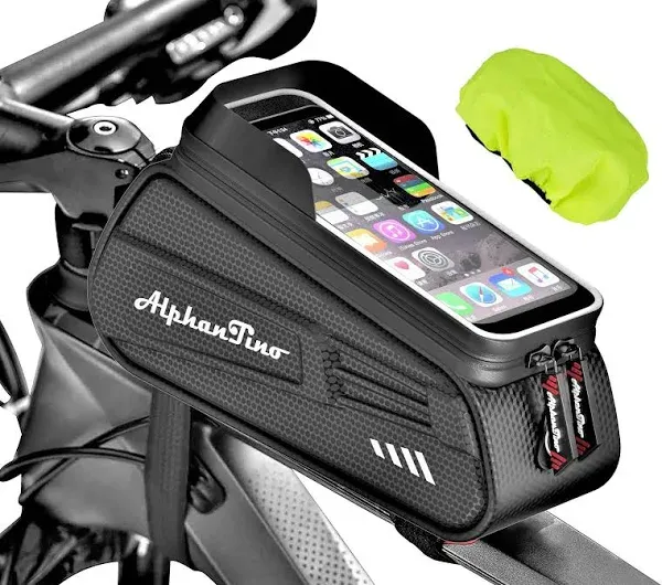 Alphantino Waterproof Bike Frame Bag - Large Cycling Phone Pouch Bicycle Phone Holder for GPS, Front Frame Military Grade Eva Bag Navi Pressure-Resis