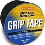 Better Boat Anti Slip Tape Outdoor Stair Treads Non Skid Grip Tape for Stairs and Step Traction Non Slip Waterproof 4" x 40ft Roll Grips for, Blk