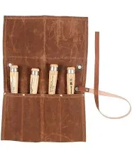 Chisel Roll,Waxed Canvas Tools Wrench Roll Up Pouch with 4 Pockets for Knife Hammers,Gouges, Carving Knife,Fishing Jigs,Best Gift for Electrician,Carpenter or Mechanic,Chisel Carrying Case Organizer