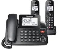 Panasonic Corded/Cordless Phone with Advanced Call Block, 2-Way Recording and Digital Answering Machine, 2 Handsets Expandable up to 6 Cordless Handsets - KX-TGF852B (Black)