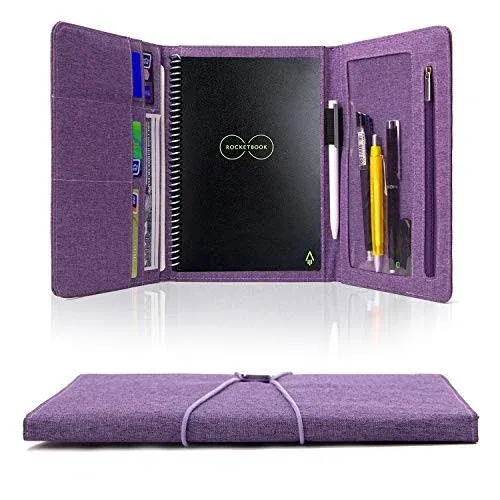 Folio Cover Compatible with Rocketbook Everlast Fusion, Multi A5 Size Notebook Organizer, Pen Loop/Business Card Holder, 9.6" x 7.4" inch (Executive Size)