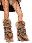 Adult Women's Faux Fur Leg Warmers With Strap Detail