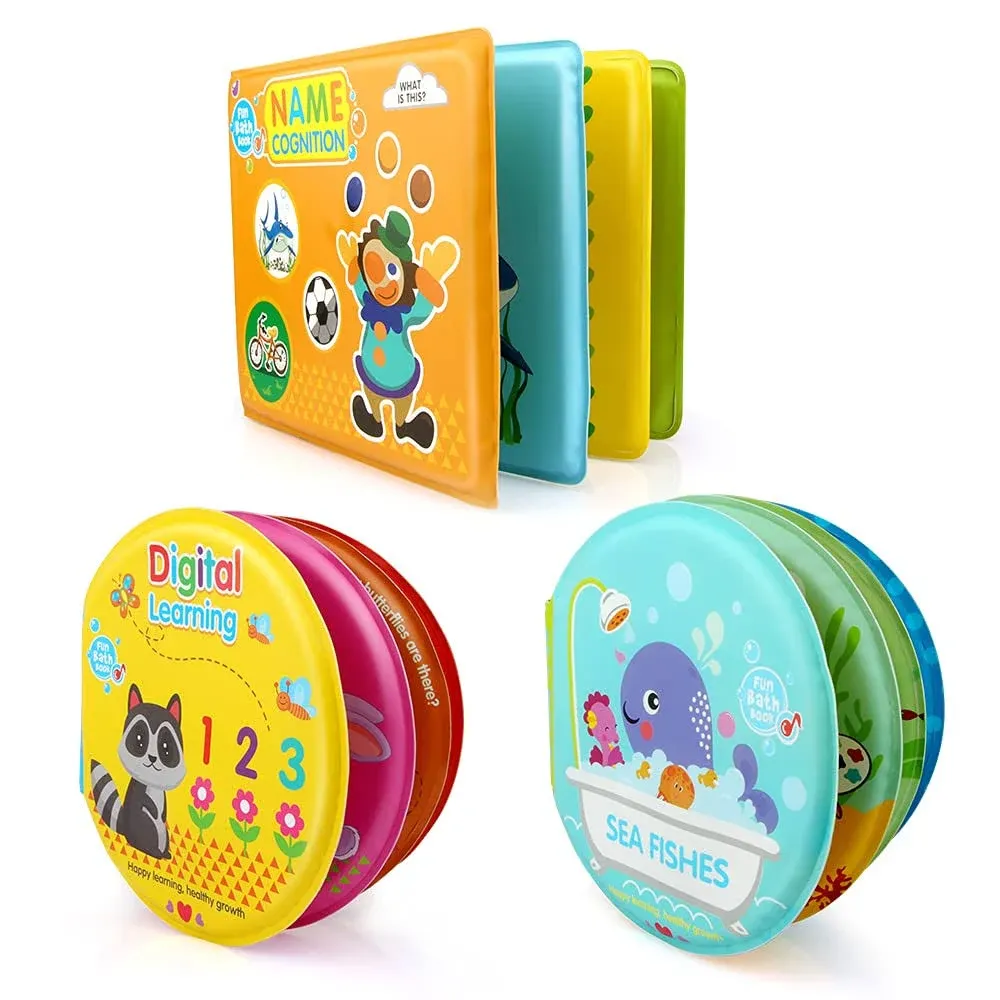 Growsland Baby Bath Toys 3 Pack Bath Books with Bath Squirt Toys Soft Waterproof