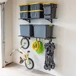 StoreYourBoard 2 Pack Heavy Duty Garage Wall Shelves, 2' x 4' Wall Mount Storage Shelf with Hooks, Holds 200 lbs Each