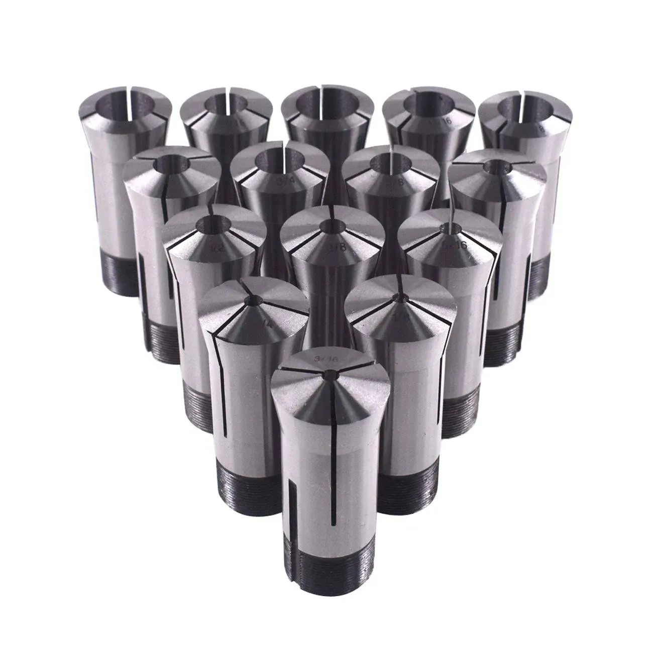 Supermotorparts 5C Collet Set High Precision Round 1/8-1" by 16ths Hardened T.I.R. 0.0005" Lathe 15pcs