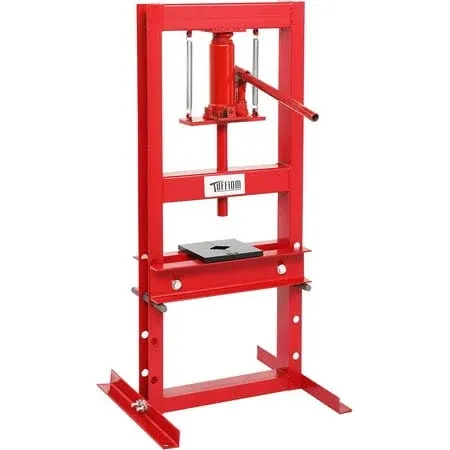 TUFFIOM 6 Ton Hydraulic Shop Press with Press Plates, H-Frame Garage Press, Adjustable Working Table Height, 18.9”L x 15.75”W x 36.8”H, Black