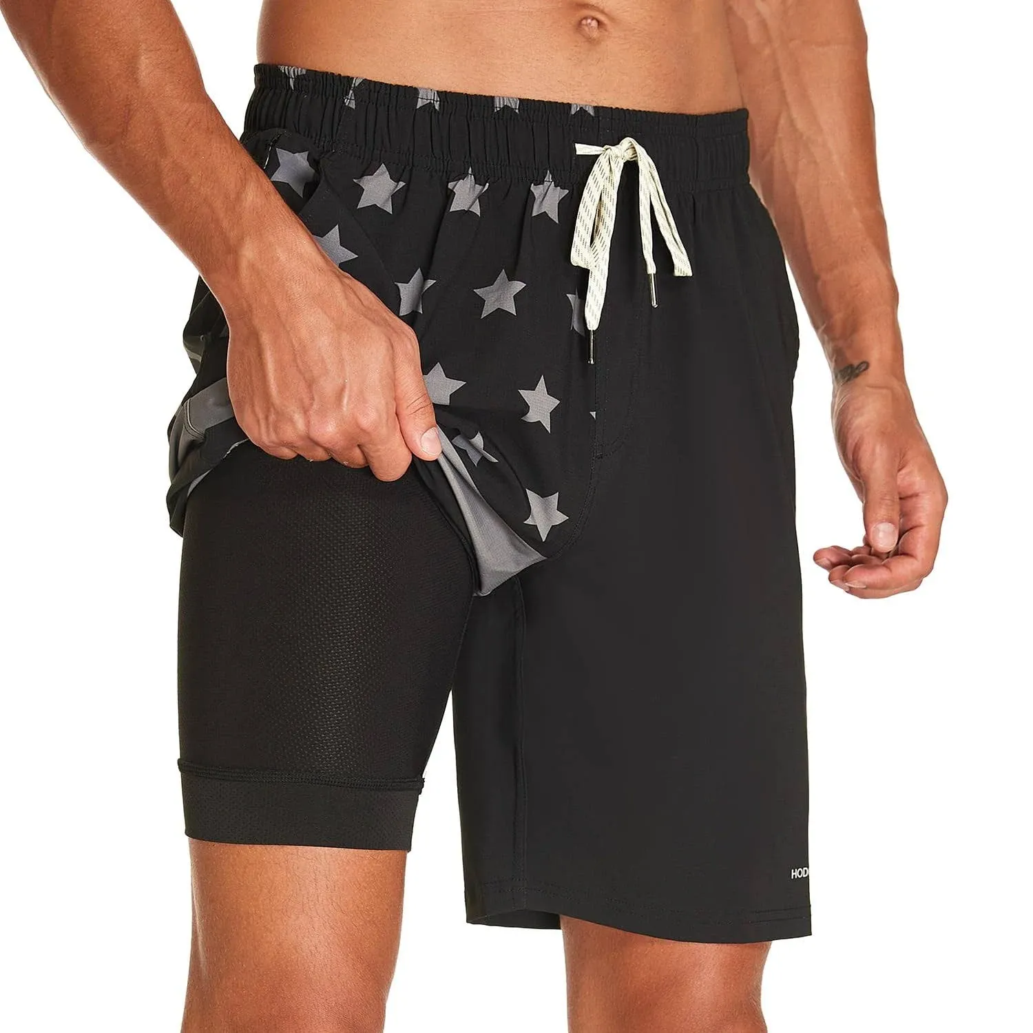 HODOSPORTS Mens Swim Trunks with Compression Liner 9 Inch Quick Dry Swim Shorts with Pockets Swim Suit