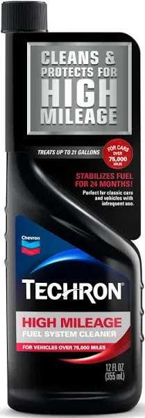 Chevron Techron High Mileage Fuel System Cleaner, 12 oz, Pack of 1