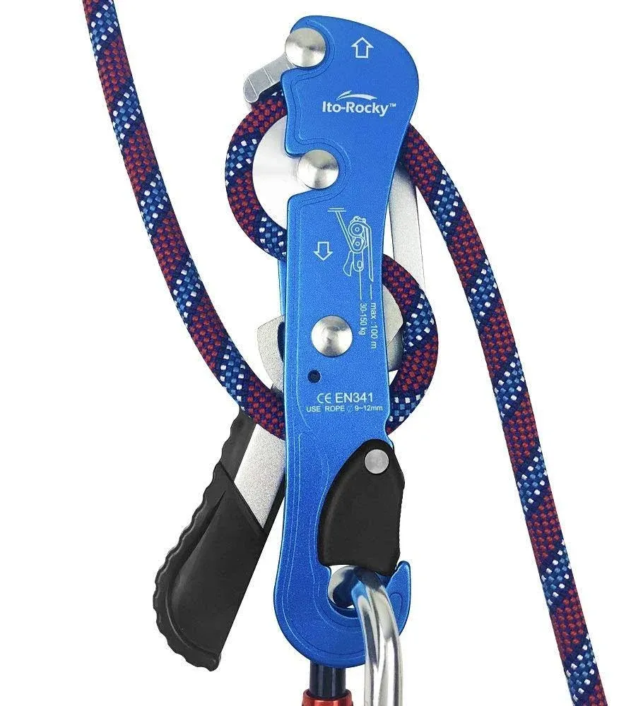 Climbing Stop Descender Rappelling Anti-Panic Belay Devices for 9-12mm Rope R...