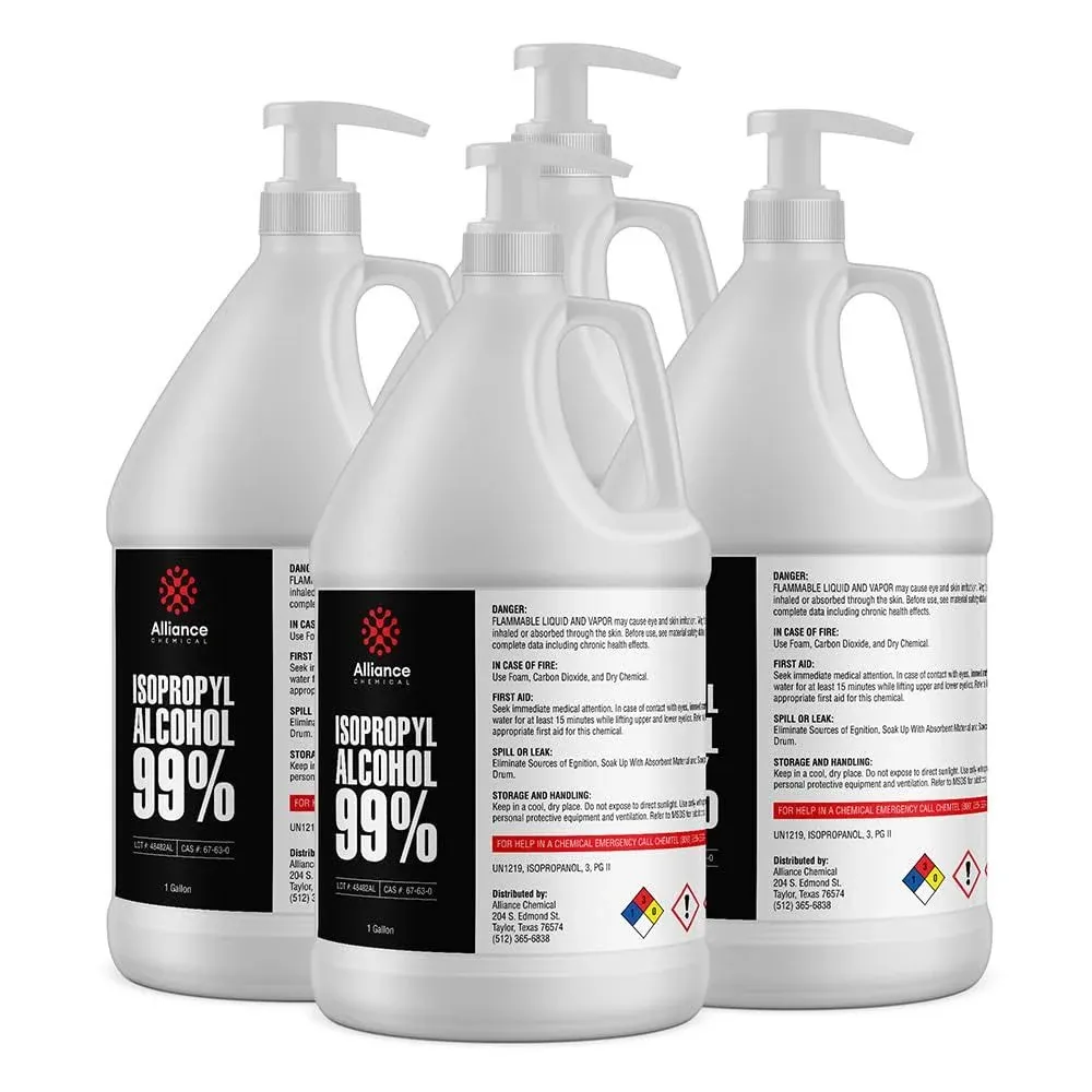 Isopropyl Alcohol 99% - 4 Gallon Case w/ Hand Pumps