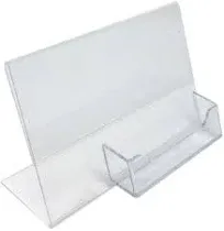 Acrylic Slanted Sign Holder with Business Card Holder