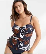 Fantasie Women's Lake Orta Underwire Twist Front Tankini Swim Top, FS3354, French Navy, 32FF