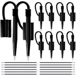 12 Pack of 5 inch Secure Counter Pens, Black with Plastic Secure Cord