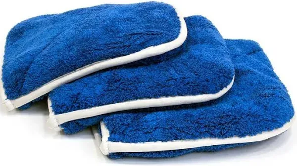 [Double Flip] Microfiber Rinseless Wash Towel 8"x8" Blue - 3 Pack (Blue)