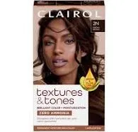 2x Clairol Textures &amp; Tones Zero Ammonia Permanent Hair Color in 2N Mocha Brown