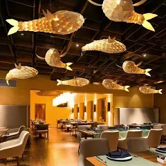 Unique Wooden Vivid Fish-Shape Pendant Light