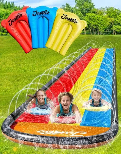 Jambo XL 20Ft Slip Splash and Slide with 3 BodyBoards (Summer Vibes, 20' Foot), Heavy Duty Extra Long Water Slide, Outdoor Water Toys Backyard Lawn Water Slide