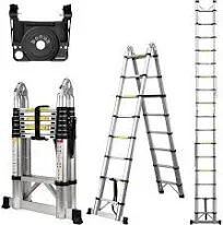 Telescoping Ladder A Frame 16.5 ft Compact Aluminum Extension Portable Telescopic RV Ladder Outdoor Camper