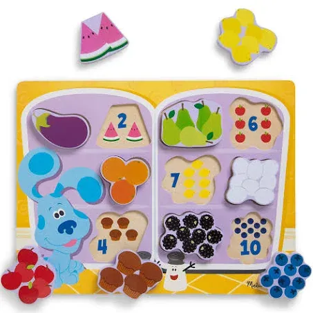 Melissa & Doug Blue's Clues & You! Wooden Chunky Puzzle - Fridge Food (10 Pieces)