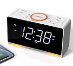 Alarm Clock Radio 1.4&#034; White LED Display Clock with Bluetooth FM Radio Dual A...