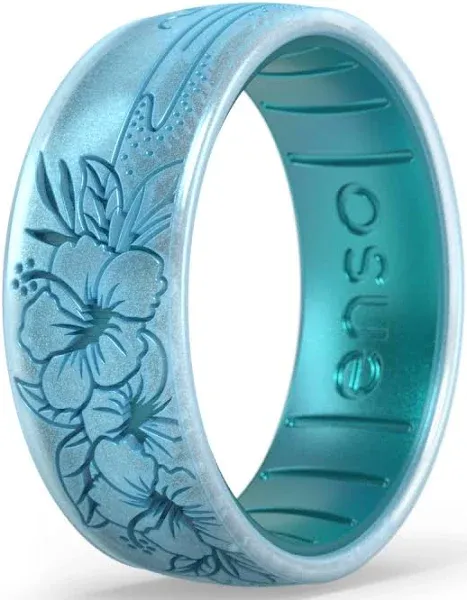 Enso Rings Etched Classic Silicone Rings - Comfortable and Flexible Design - 8mm Wide, 2.16 Thick