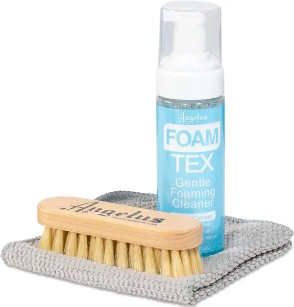 Angelus Foam Shoe Cleaner Kit - Sneaker Cleaning Kit with 5" Premium Hog Hair Brush, 5.7oz Cleaner, Microfiber Towel - Safe on All Materials