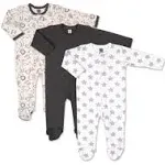 The Peanutshell Baby Sleeper Set for Baby Boys or Girls | 3 Pack in Safari, Stars & Black | Newborn to 9M Footed Pajamas