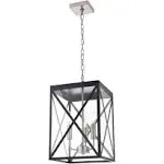 3-Light Exterior Hanging Fixture Ceiling Lantern with Clear Glass Brushed Nickel