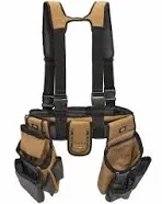 Dickies 4-Piece Carpenter's Rig, Padded Tool Belt Suspenders, Cooling Mesh, Tool Belt, Steel Buckle, Grey/Tan, 3.8 lb