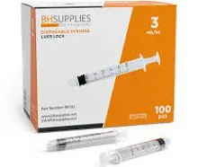 BH Supplies 3ml Luer Lock Tip Syringes