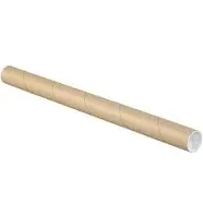 MyBoxSupply 2 1/2 x 12&#034; Kraft Shipping &amp; Mailing Tubes With Caps, 34 Per Case