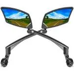 Handlebar Bike Mirror, Scratch Resistant Glass Lens, D:Silver Lens for 1PAIR