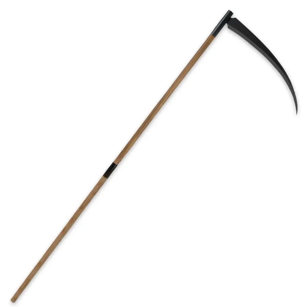 Grim Reaper Sickle | 24&#034; Black Forged Curved Blade | 79&#034; Overall Length