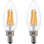 Cree Lighting B11 Clear Glass Filament Candelabra 75W Equivalent LED Bulb, 700 lumens, Dimmable, Daylight 5000K, 25,000 Hour Rated Life, 90+ CRI, Good for Enclosed | 2-Pack