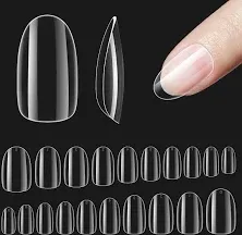 Beetles Gel Nail Tips Short Oval Shape, 500Pcs Clear Soft Gel Nail Tips Pre-shaped Full Cover False Nails Gelly Tips for Gel Nail Polish Soak off Easy Nail Extensions Acrylic Press on Nails Diy Nails