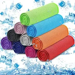 MENOLY 6 Pack Cooling Towel Workout Towel Sweat Towel Microfiber Towel Soft Breathable Chilly Towel for Sports, Gym, Yoga, Camping, Running, Fitness, Workout & More Activities (32"x12")