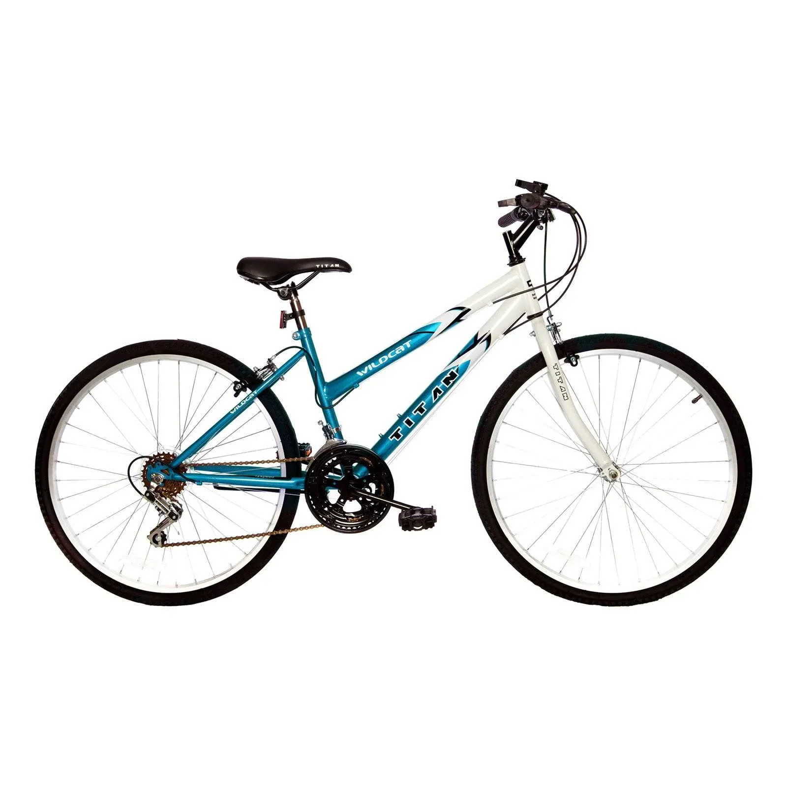 Titan Wildcat Women's 18-Speed Mountain Bike, White & Teal